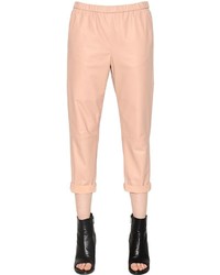Pantaloni in pelle rosa