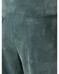 Pantaloni in pelle scamosciata grigio scuro di ADAM by Adam Lippes