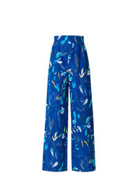 Pantaloni larghi a fiori blu