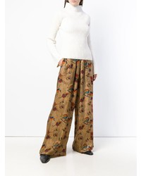 Pantaloni larghi a fiori marrone chiaro di Uma Wang