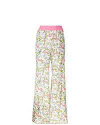 Pantaloni larghi a fiori rosa