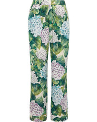Pantaloni larghi a fiori verdi