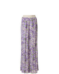 Pantaloni larghi a fiori viola chiaro