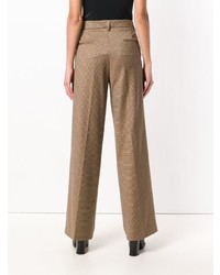 Pantaloni larghi a quadri marrone chiaro di Twin-Set