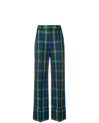 Pantaloni larghi a quadri verde scuro di MSGM
