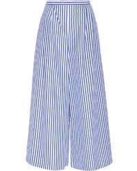 Pantaloni larghi a righe verticali azzurri