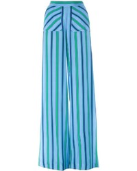 Pantaloni larghi a righe verticali azzurri di MSGM