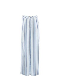 Pantaloni larghi a righe verticali azzurri di Thierry Colson