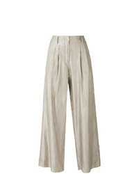 Pantaloni larghi a righe verticali beige di Forte Forte