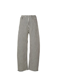 Pantaloni larghi a righe verticali bianchi e neri di MARQUES ALMEIDA