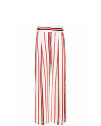 Pantaloni larghi a righe verticali bianchi di Maggie Marilyn