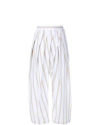 Pantaloni larghi a righe verticali bianchi di Marni