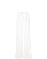 Pantaloni larghi a righe verticali bianchi di Mugler
