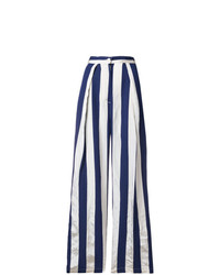 Pantaloni larghi a righe verticali blu scuro di Aspesi