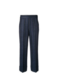 Pantaloni larghi a righe verticali blu scuro di Incotex