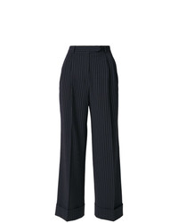 Pantaloni larghi a righe verticali blu scuro di John Galliano Vintage