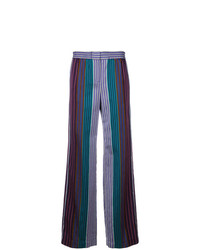 Pantaloni larghi a righe verticali blu scuro di Ps By Paul Smith