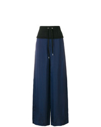 Pantaloni larghi a righe verticali blu scuro di T by Alexander Wang