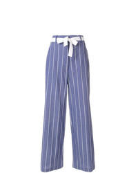Pantaloni larghi a righe verticali blu di Hache