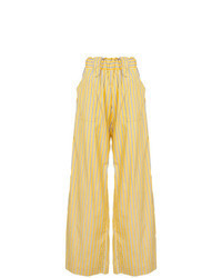 Pantaloni larghi a righe verticali gialli