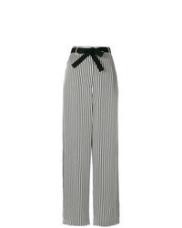 Pantaloni larghi a righe verticali neri e bianchi
