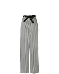 Pantaloni larghi a righe verticali neri e bianchi di Hache