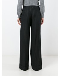 Pantaloni larghi a righe verticali neri di Etro