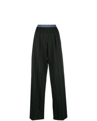 Pantaloni larghi a righe verticali neri di Marco De Vincenzo