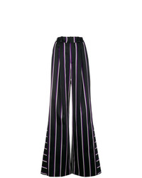 Pantaloni larghi a righe verticali neri di Rouge Margaux