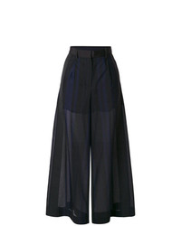 Pantaloni larghi a righe verticali neri di Sacai