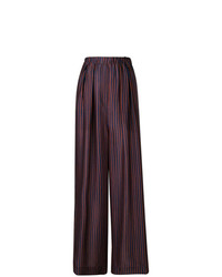 Pantaloni larghi a righe verticali rossi e blu scuro di Christian Wijnants