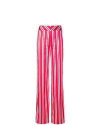 Pantaloni larghi a righe verticali rossi di Rouge Margaux