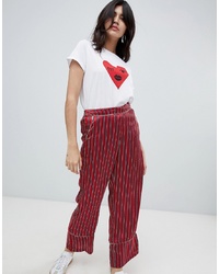 Pantaloni larghi a righe verticali rossi di Soaked in Luxury