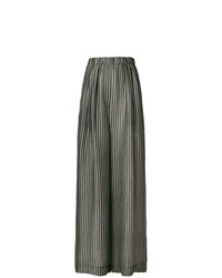 Pantaloni larghi a righe verticali verde oliva di Christian Wijnants