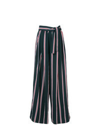 Pantaloni larghi a righe verticali verde scuro