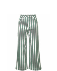 Pantaloni larghi a righe verticali verdi di Alexa Chung