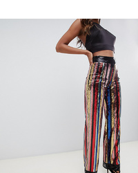 Pantaloni larghi con paillettes a righe verticali multicolori di Starlet
