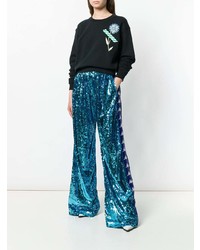 Pantaloni larghi con paillettes blu scuro di Faith Connexion