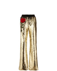 Pantaloni larghi con paillettes dorati di Philipp Plein