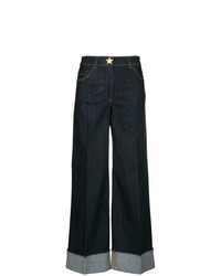 Pantaloni larghi di jeans blu scuro di Boutique Moschino