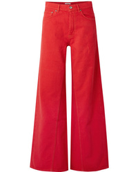 Pantaloni larghi di jeans rossi
