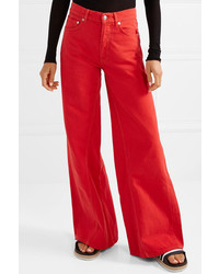 Pantaloni larghi di jeans rossi di Ganni