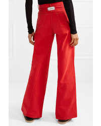Pantaloni larghi di jeans rossi di Ganni