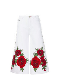 Pantaloni larghi di jeans stampati bianchi