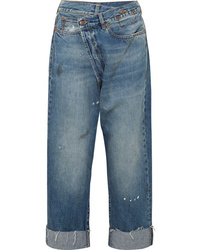 Pantaloni larghi di jeans stampati blu
