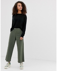 Pantaloni larghi di jeans verde oliva di Miss Selfridge