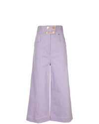 Pantaloni larghi di jeans viola chiaro
