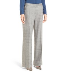 Pantaloni larghi di lana a quadri grigi