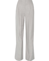 Pantaloni larghi di lana a righe verticali grigi