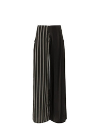 Pantaloni larghi di lana a righe verticali neri e bianchi di Esteban Cortazar